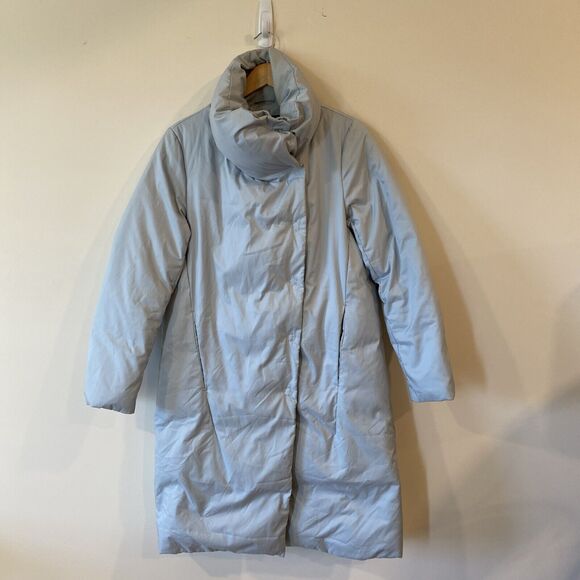 Donna Karan Black Label Light Blue Down Puffer Coat Size Small